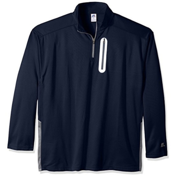 Russell 2XL Quarter Zip Men's Pullover Navy  Poly Fleece - Picture 1 of 5